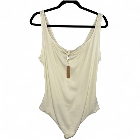 Skims Bodysuit 4X Ribbed Square Neck Bone Stretch Tank Top Elevated Basics NWT - Picture 1 of 9
